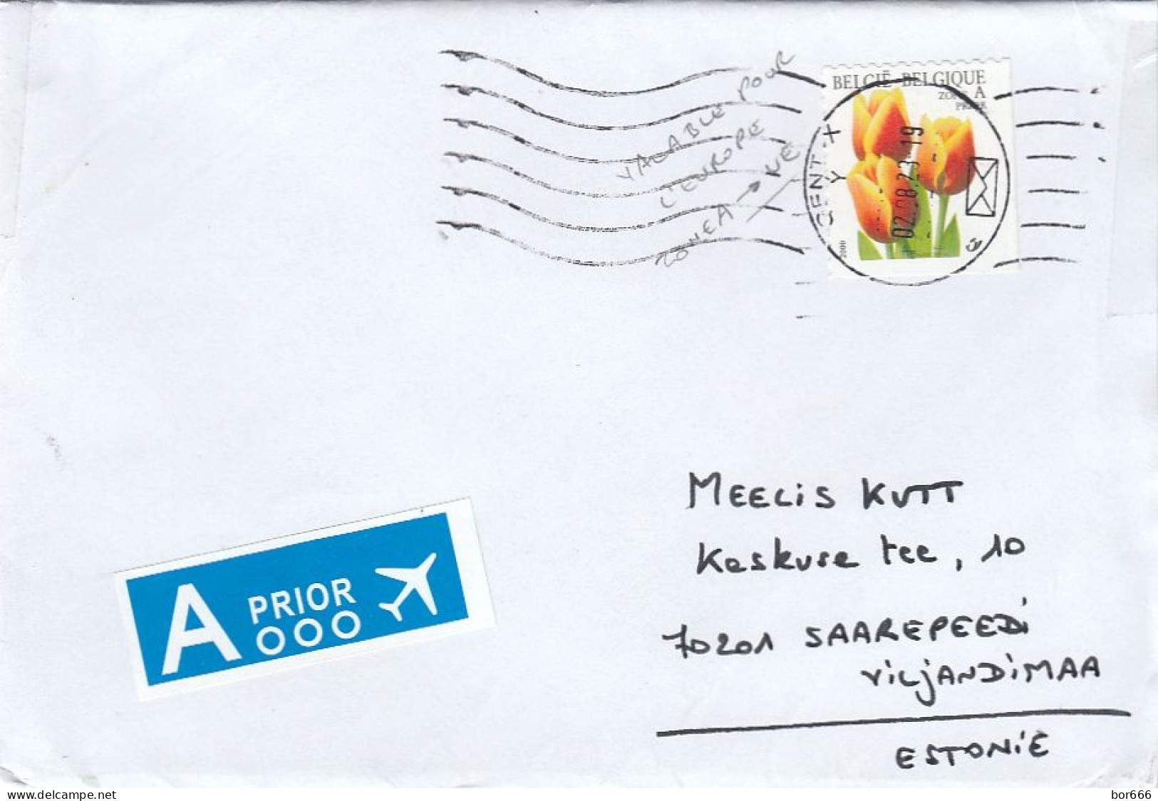 GOOD BELGIUM Postal Cover To ESTONIA 2023 - Good Stamped: Flowers - Storia Postale