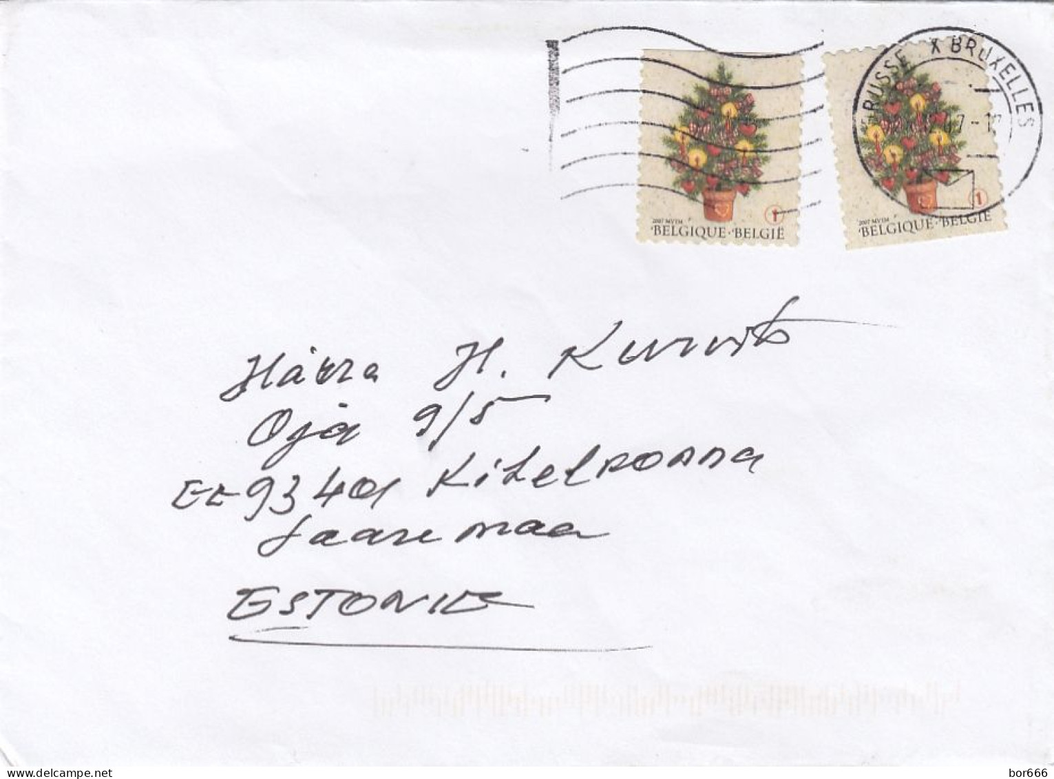 GOOD BELGIUM Postal Cover To ESTONIA 2008 - Good Stamped: Christmas - Covers & Documents