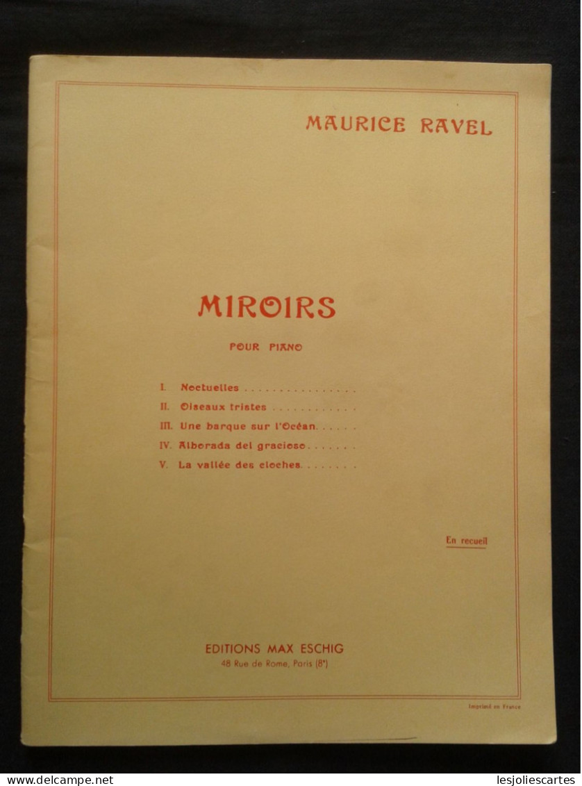 MAURICE RAVEL MIROIRS PARTITIONS POUR PIANO PARTITION - Instruments à Clavier