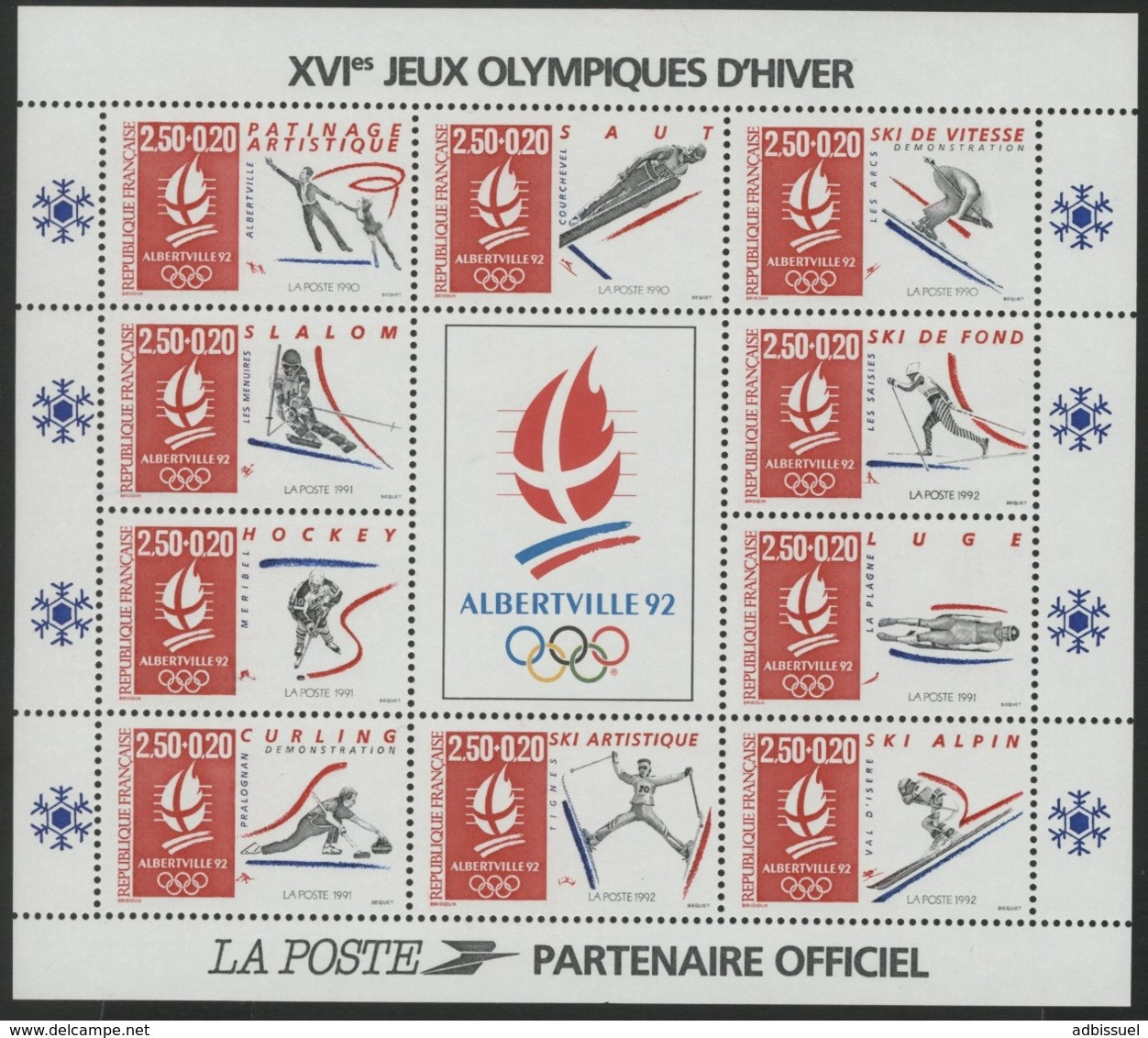 BF 14 Vendu à La Valeur Faciale "XVI Jeux Olympiques D'Hiver / ALBERTVILLE 92". Neuf Sans Charnière **. TB - Winter 1992: Albertville