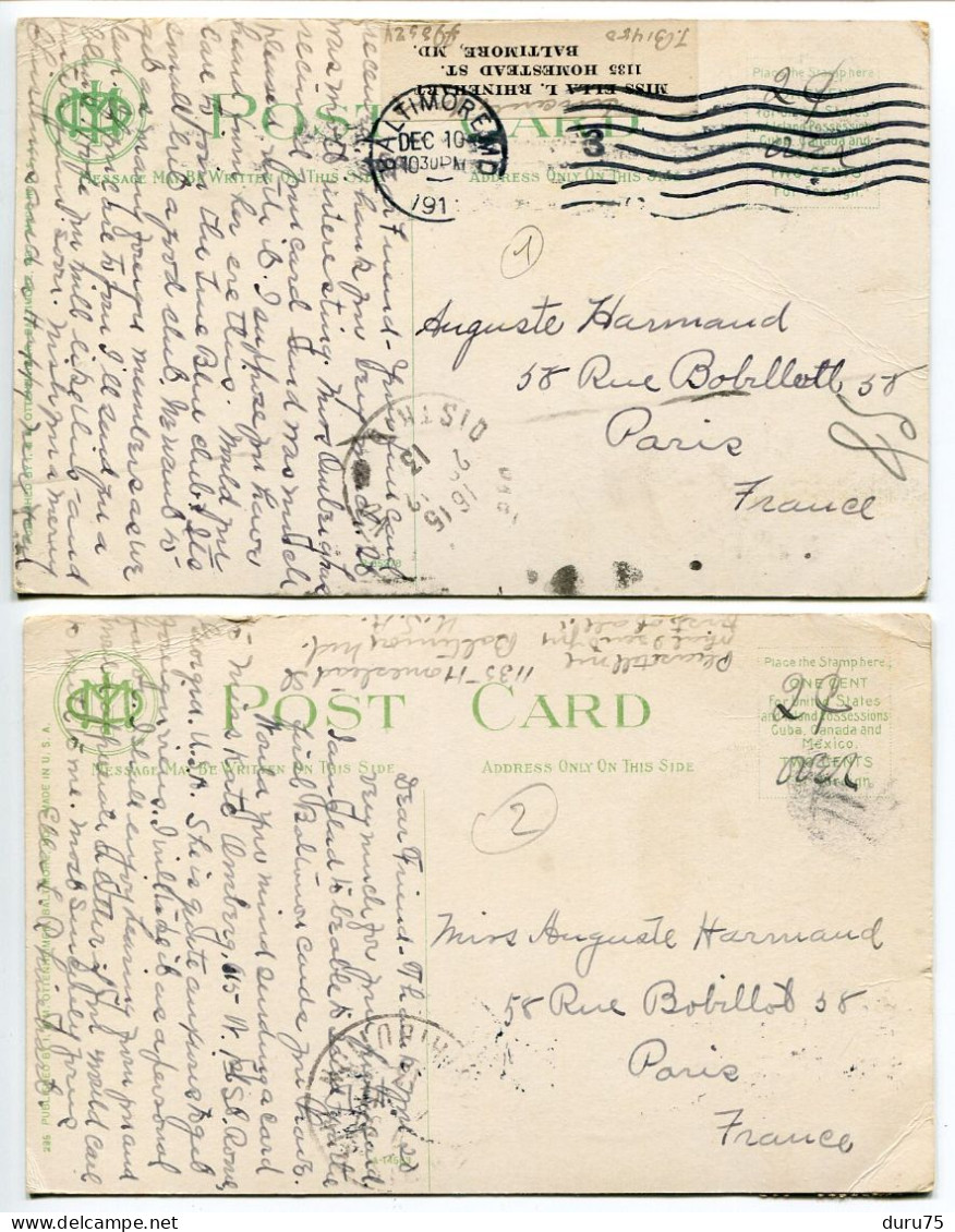 LOT 2 CPA Voyagé 1913 - BALTIMORE Lake Roland Dam Roland Park & Centennial Fountain Druid Hill Park - Baltimore