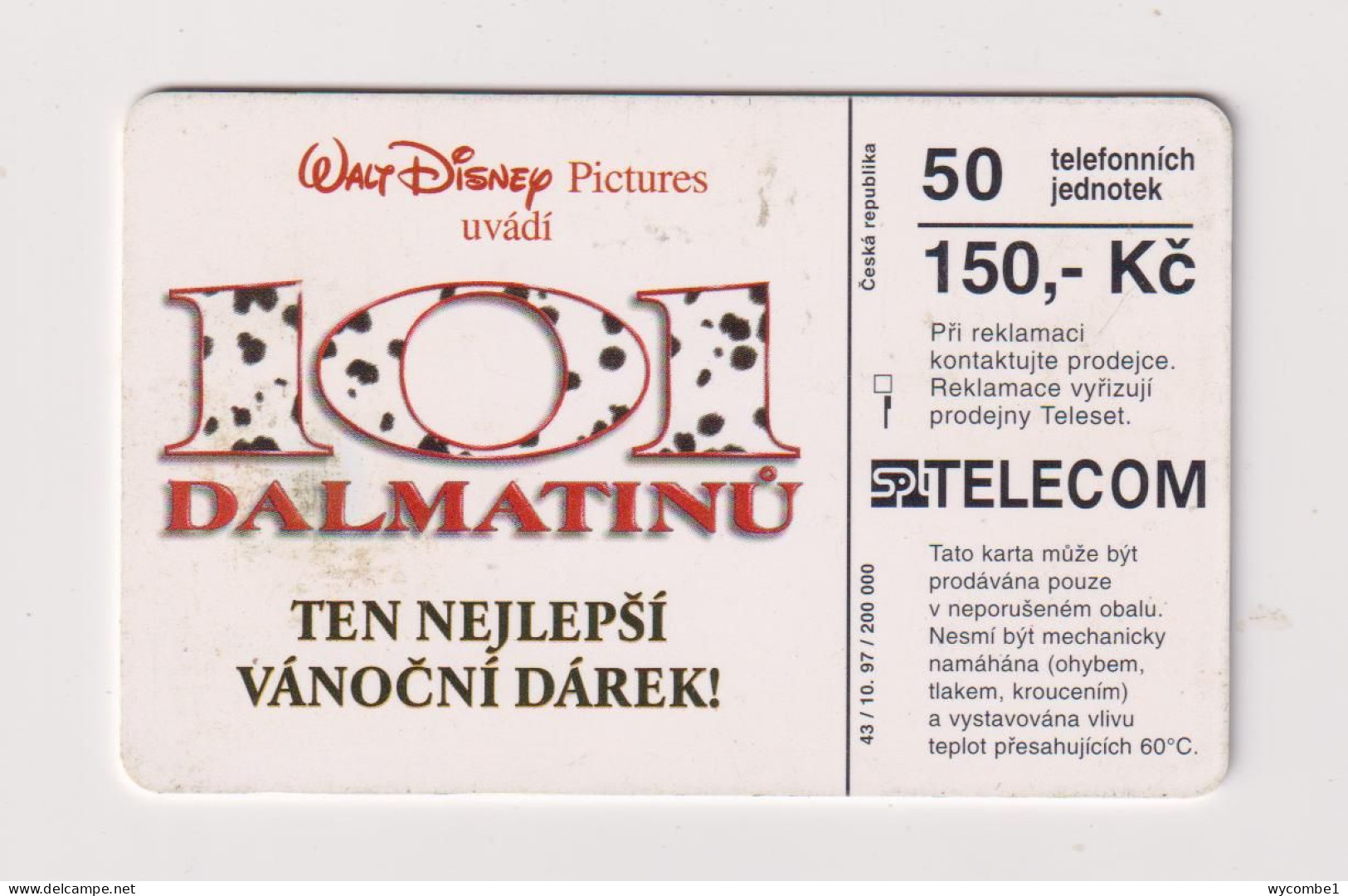 CZECH REPUBLIC - Disney 101 Dalmatians Chip Phonecard - Tsjechië