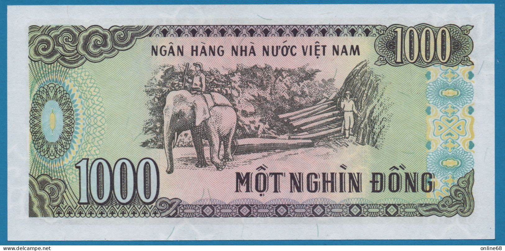 VIETNAM 1000 DONG 1988 # AN0148797 P# 106a Ho Chi Minh , Elephant - Vietnam