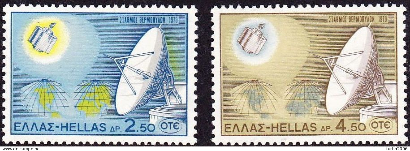 GREECE 1970 Greek Earth-satellite Telecommunications Station MNH Set Vl. 1108 / 1109 - Unused Stamps