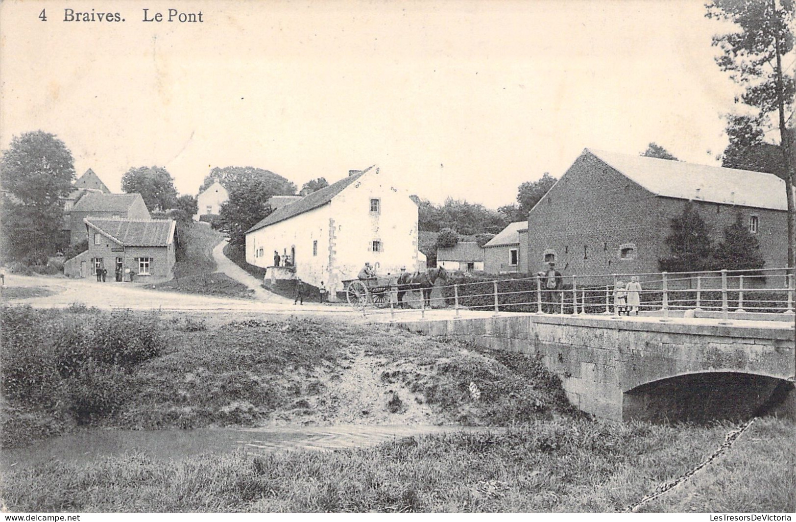 BELGIQUE - Braives - Le Pont - Animé - Cariole Et Chevaux - Carte Postale Ancienne - Braives