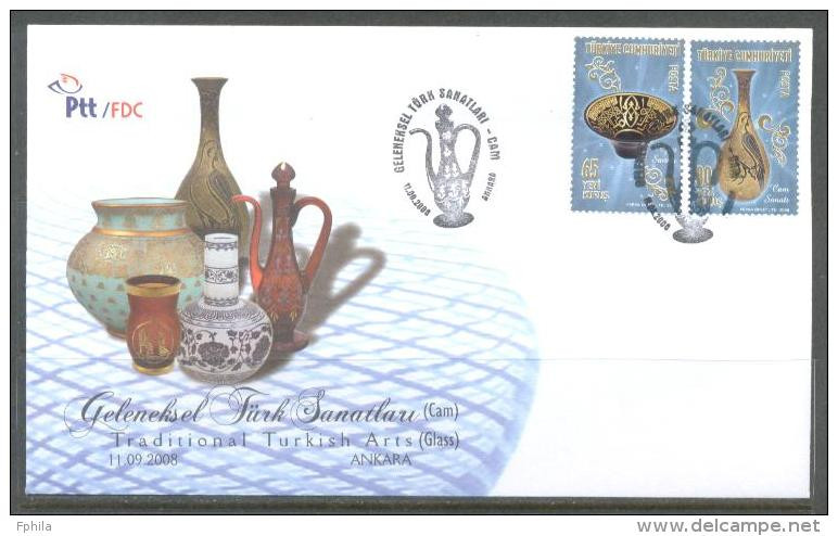 2008 TURKEY TRADITIONAL TURKISH ARTS - GLASSWARE FDC - FDC