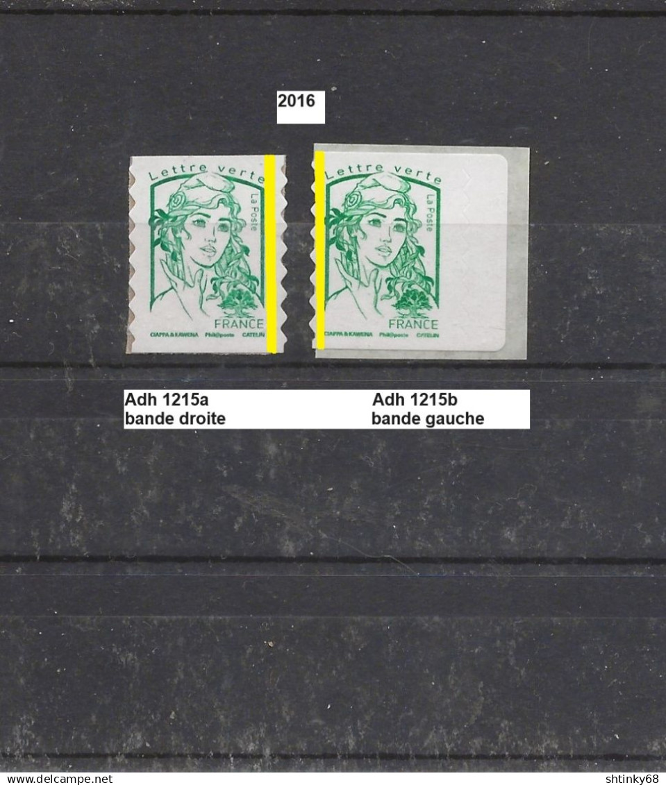 Variété Adhésifs De 2016 Neuf** Y&T N° 1215a B. Droite & 1215b B. Gauche - Unused Stamps