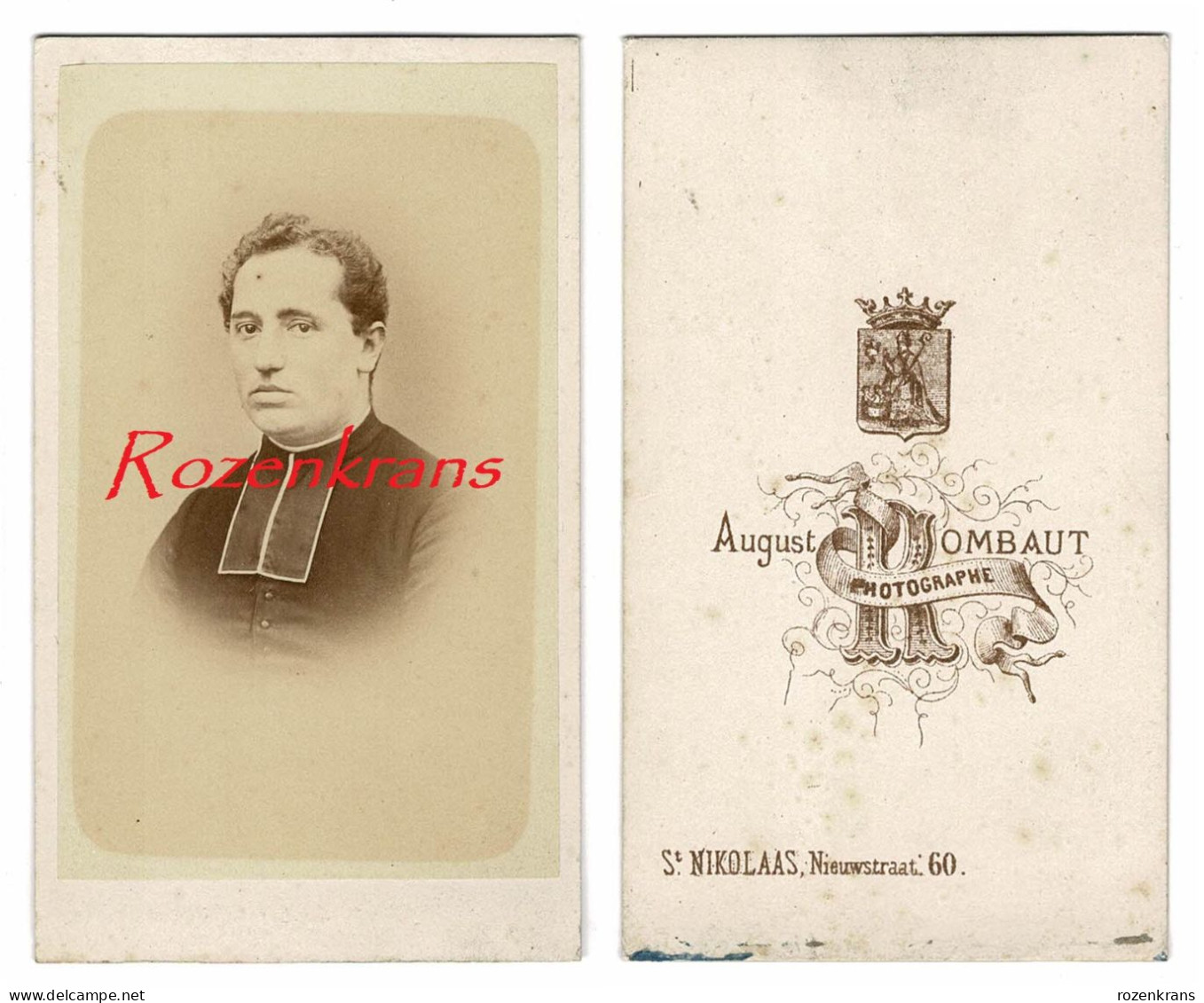 Oude Foto CDV Karton Portrait Carte De Visite Priester Pretre Pastoor August Rombaut St Sint Nikolaas Niklaas Waas - Zonder Classificatie