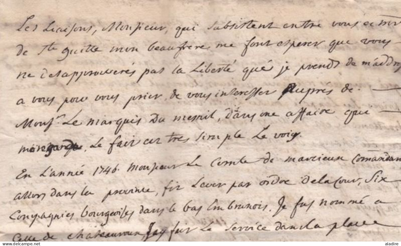 1762 - Marque Postale EMBRUN, Hautes Alpes Sur Lettre De 3 Pages Vers Grenoble, Isère - Taxe 6 - Règne De Louis XV - 1701-1800: Précurseurs XVIII