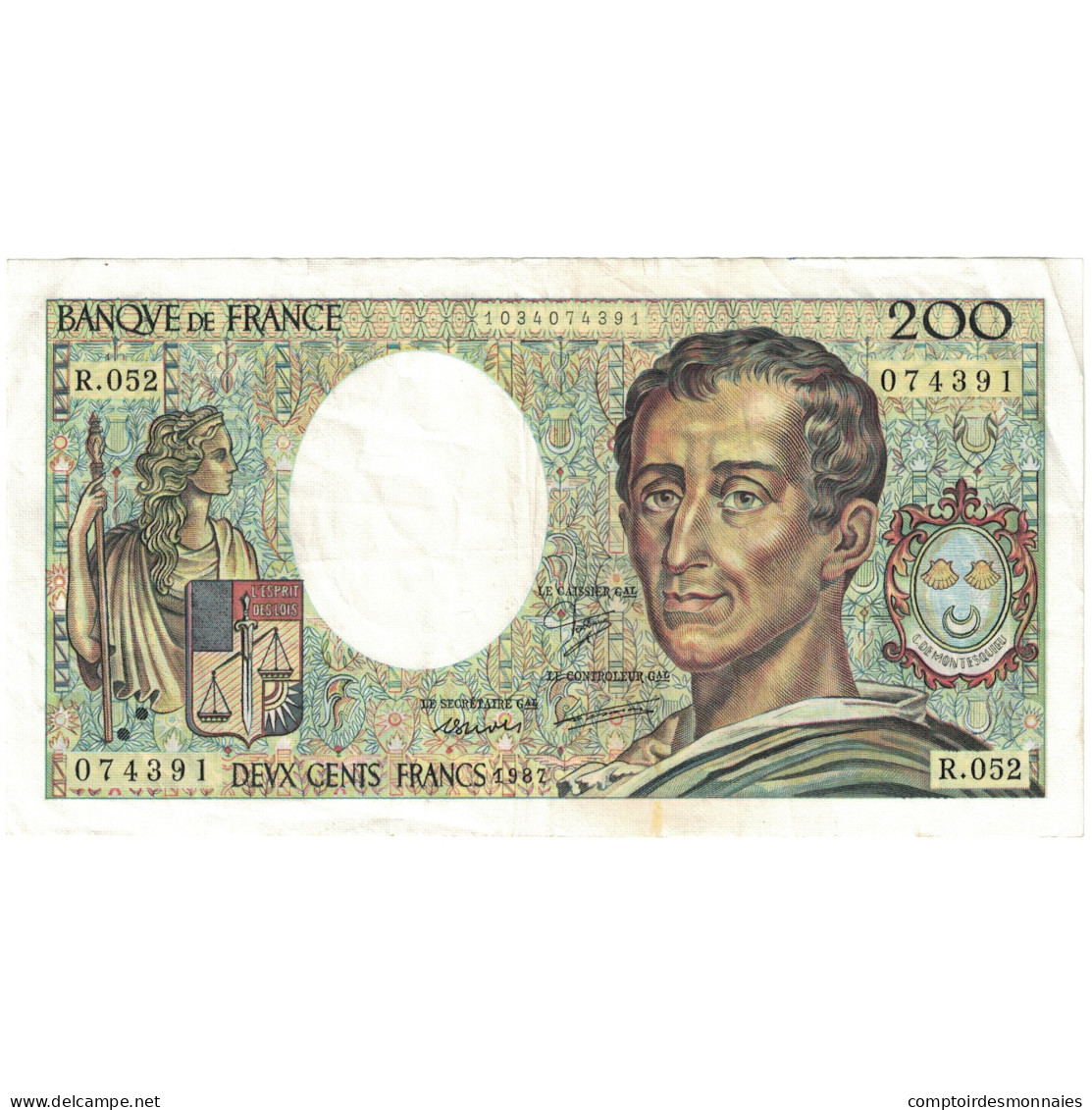 France, 200 Francs, Montesquieu, 1987, 074391 R.052, SUP, Fayette:70.07, KM:155b - 200 F 1981-1994 ''Montesquieu''