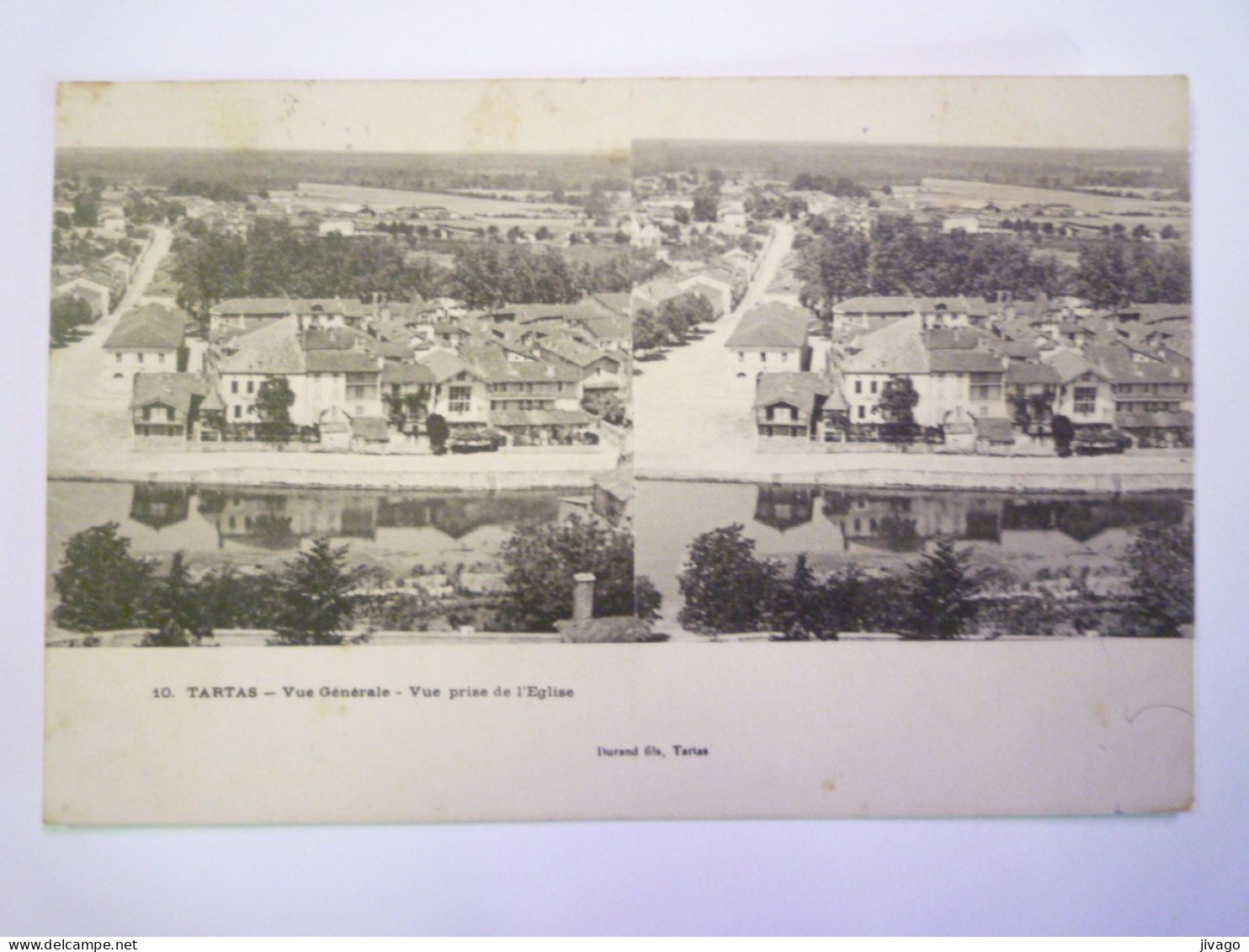 2024 - 760  TARTAS  (Landes)  :  CARTE STEREO  -  Vue Générale  -  Vue Prise De L'Eglise   XXX - Tartas