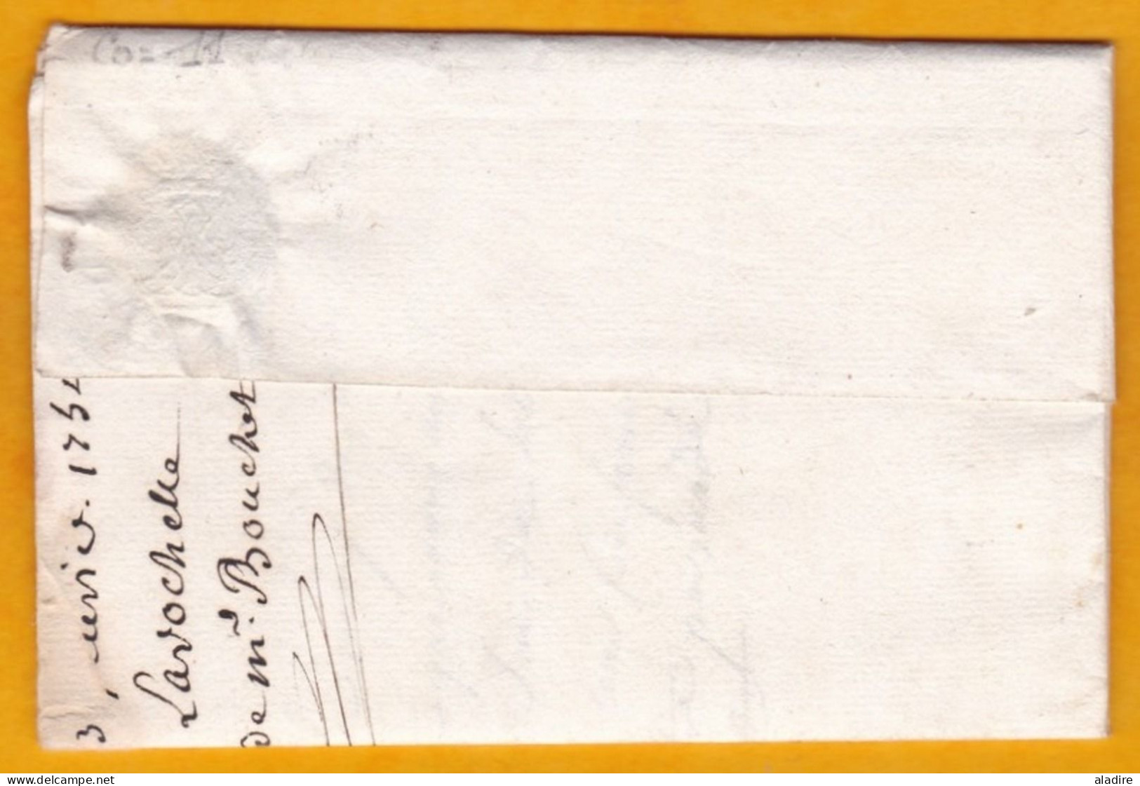 1754 - Marque Postale LA ROCHELLE, Charente Maritime Sur LAC De 2 P. Vers Montauban, Tarn & Garonne - Règne De Louis XV - 1701-1800: Precursori XVIII