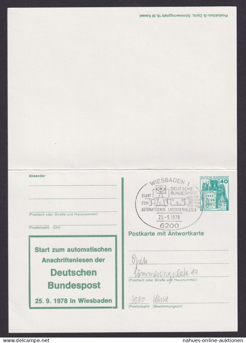 Postsache Briefmarken Bundesrepublik Ganzsache Start Zum Automatischen - Privé Postkaarten - Gebruikt