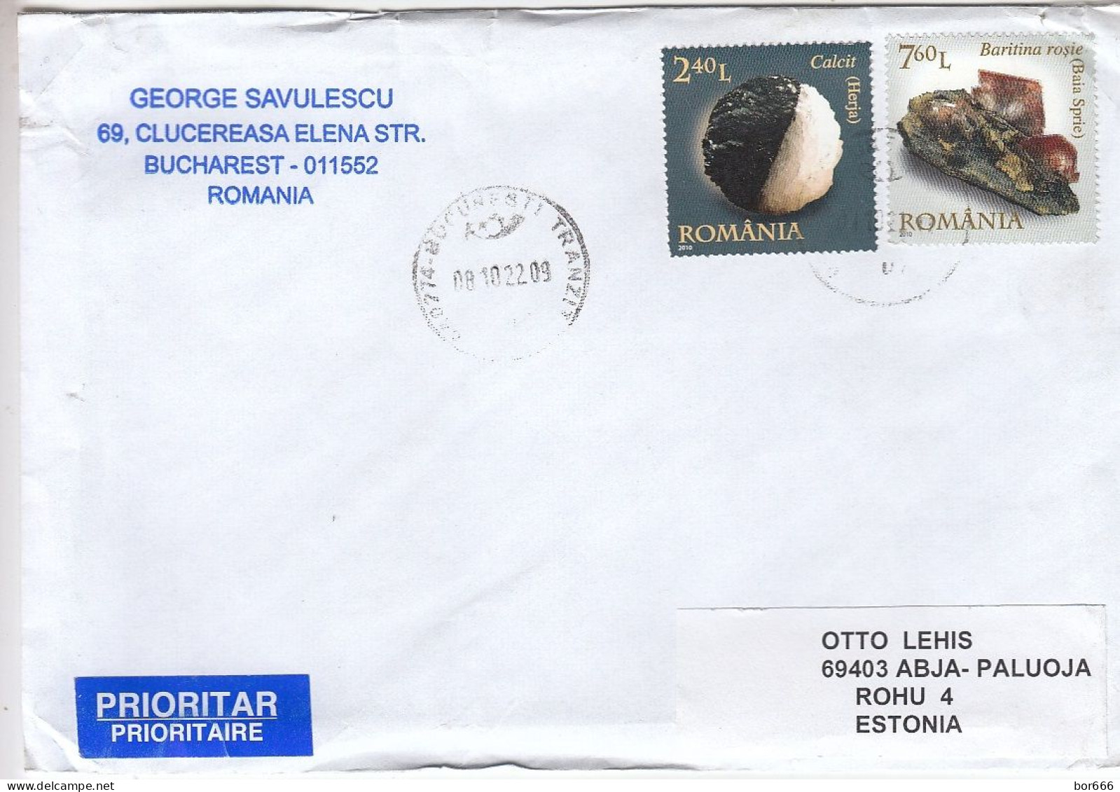 GOOD ROMANIA Postal Cover To ESTONIA 2022 - Good Stamped: Minerals - Covers & Documents