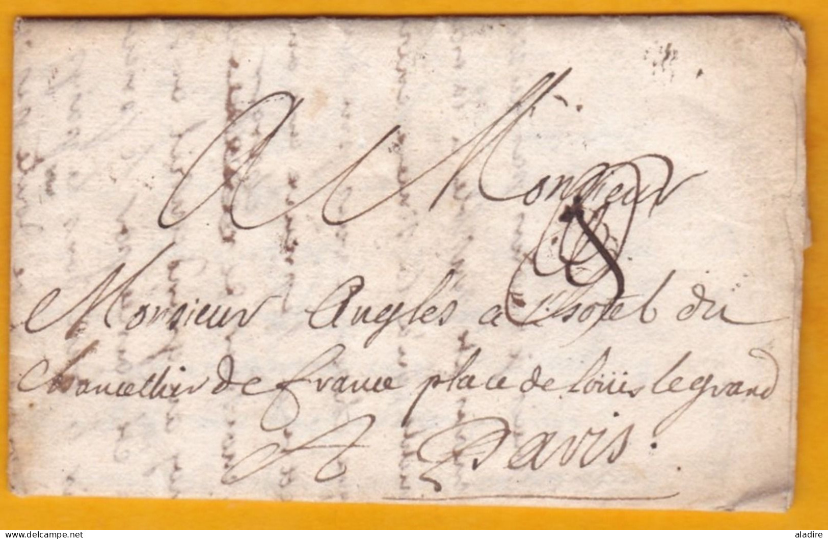 1726 - Marque Postale TERNAY, Rhone Sur LAC De 3 P. Vers Paris, Hôtel Du Chancelier De France - Règne De Louis XV - 1701-1800: Precursors XVIII