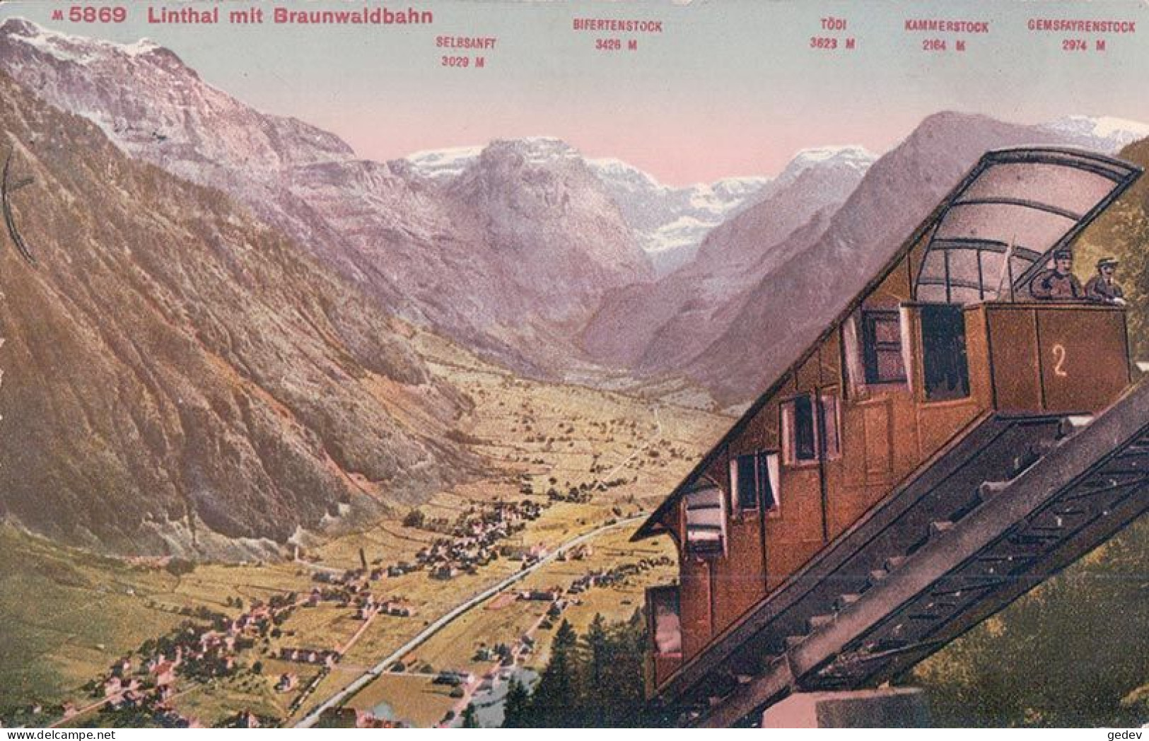 Linthal Mit Braunwaldbahn GL, Funiculaire, Chemin De Fer Des Alpes Suisse (5869) - Seilbahnen