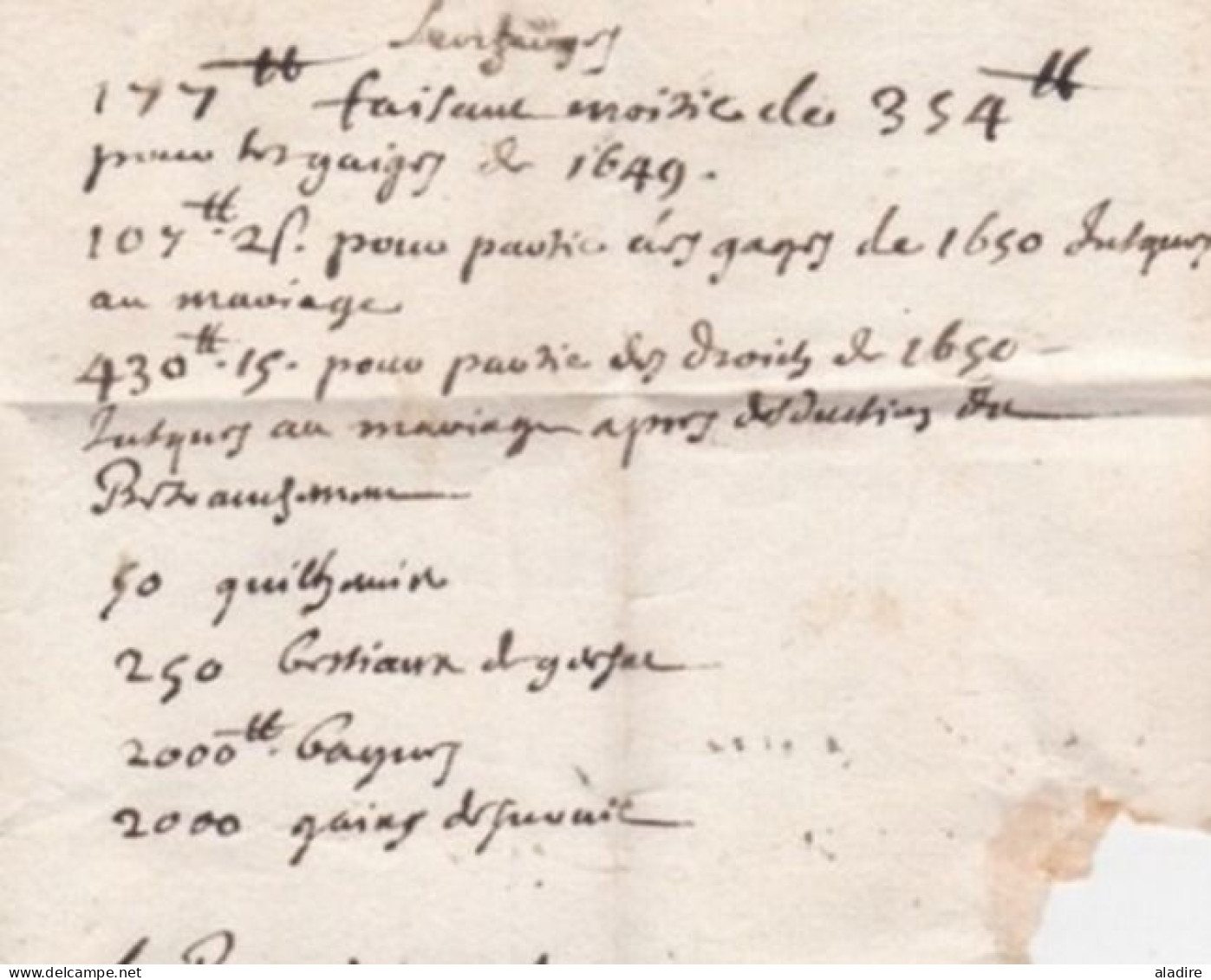 1690 - Lettre Avec Correspondance De Saint Flour, Cantal Vers Clermont Ferrand, Puy De Dôme - Règne De Louis XIV - 1701-1800: Précurseurs XVIII