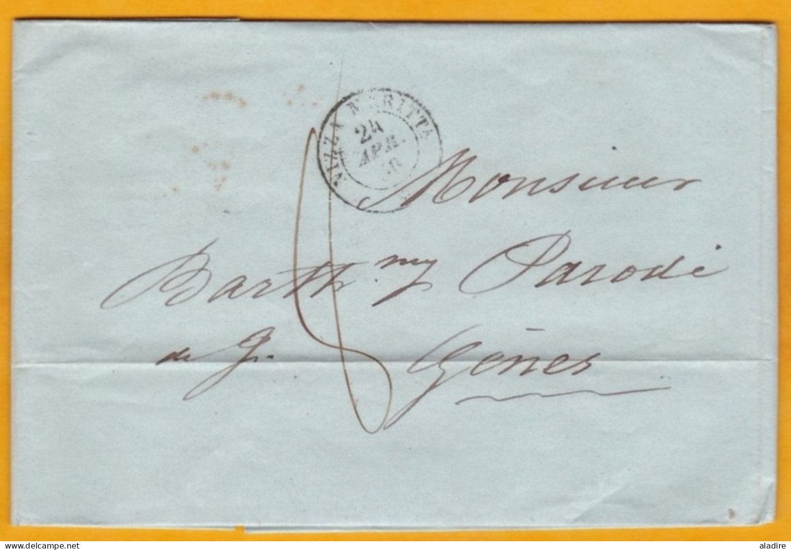 1850 - Lettre En Français De Nizza / Nice Maritime Vers Genova / Gênes (les 2 Villes Alors En Piémont-Sardaigne) - Sardinia