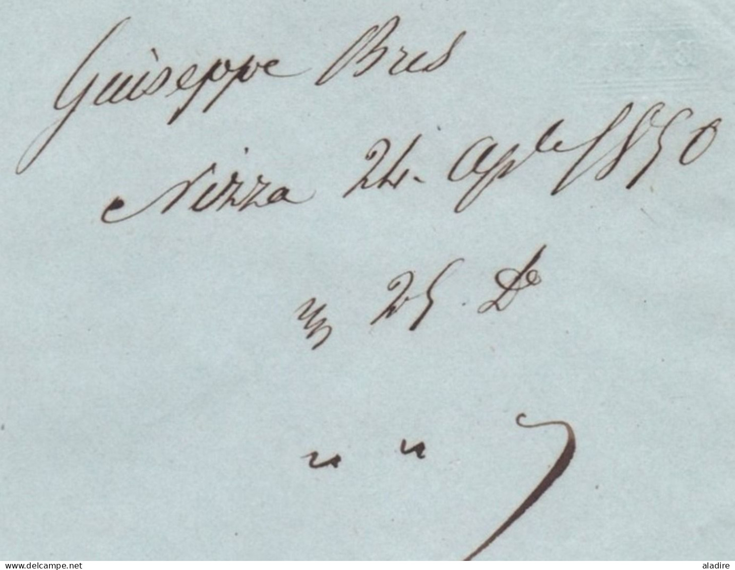 1850 - Lettre En Français De Nizza / Nice Maritime Vers Genova / Gênes (les 2 Villes Alors En Piémont-Sardaigne) - Sardegna