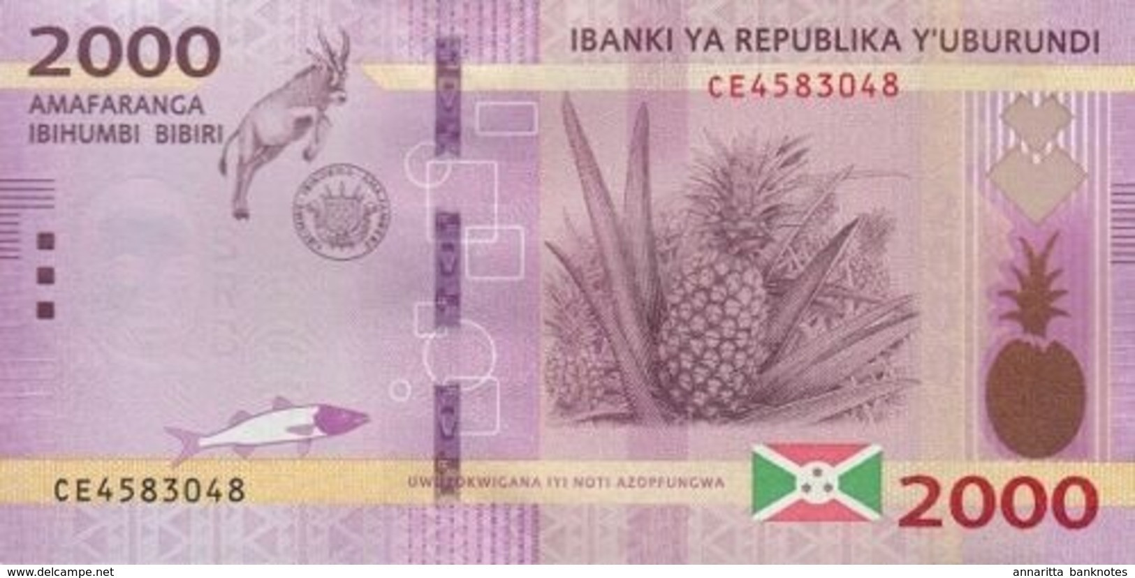 Burundi 2000 Francs 2018 (2019), UNC (P-52b, B-238b) - Burundi