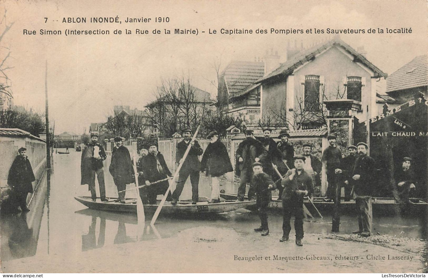 France - Ablon - Ablon Inondé - Janvier 1910 - Animé - Rue Simon - Le Capitaine Des Pompiers - Carte Postale Ancienne - Ablon Sur Seine