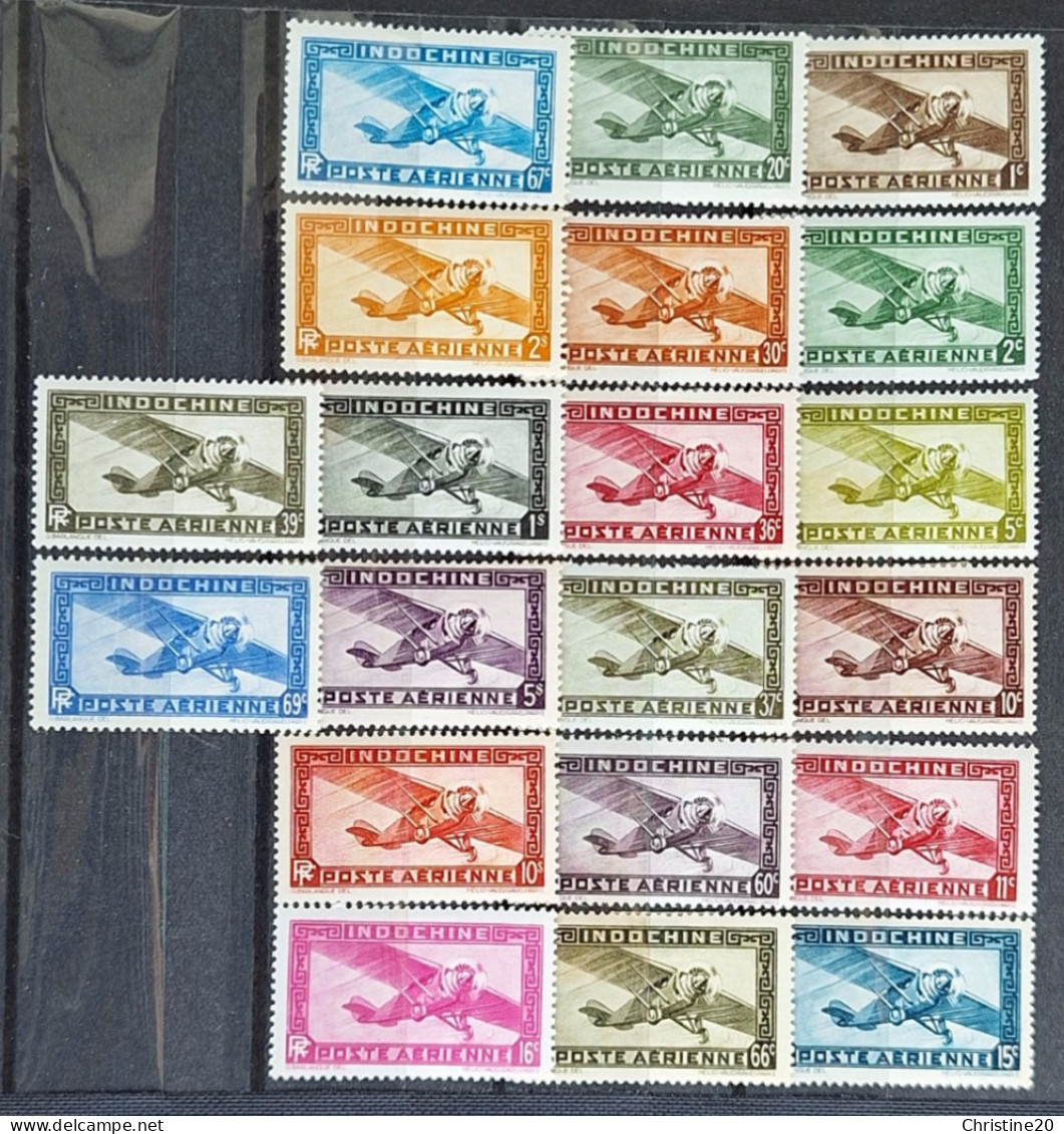 Indochine 1933/38 PA1/14 + PA17/19 *TB Cote 22€ - Poste Aérienne