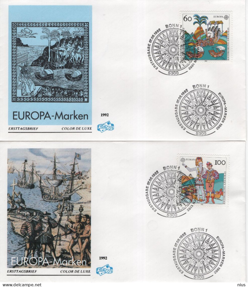 Germany Deutschland 1992 FDC Europa CEPT, Entdeckung Amerikas Amerika, Discovery Of America, Ship Ships, Bonn - 1991-2000