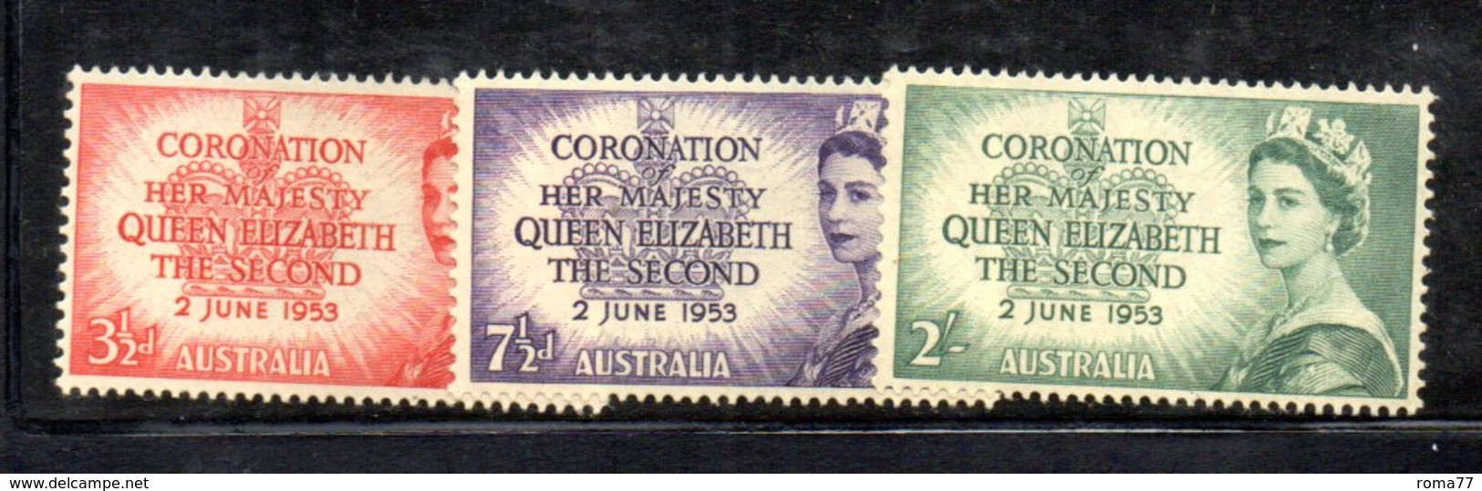 Y1899 - AUSTRALIA 1953 ,  Yvert, N. 199/201  Gomma Integra ***  (2380A) .  Incoronazione - Nuovi