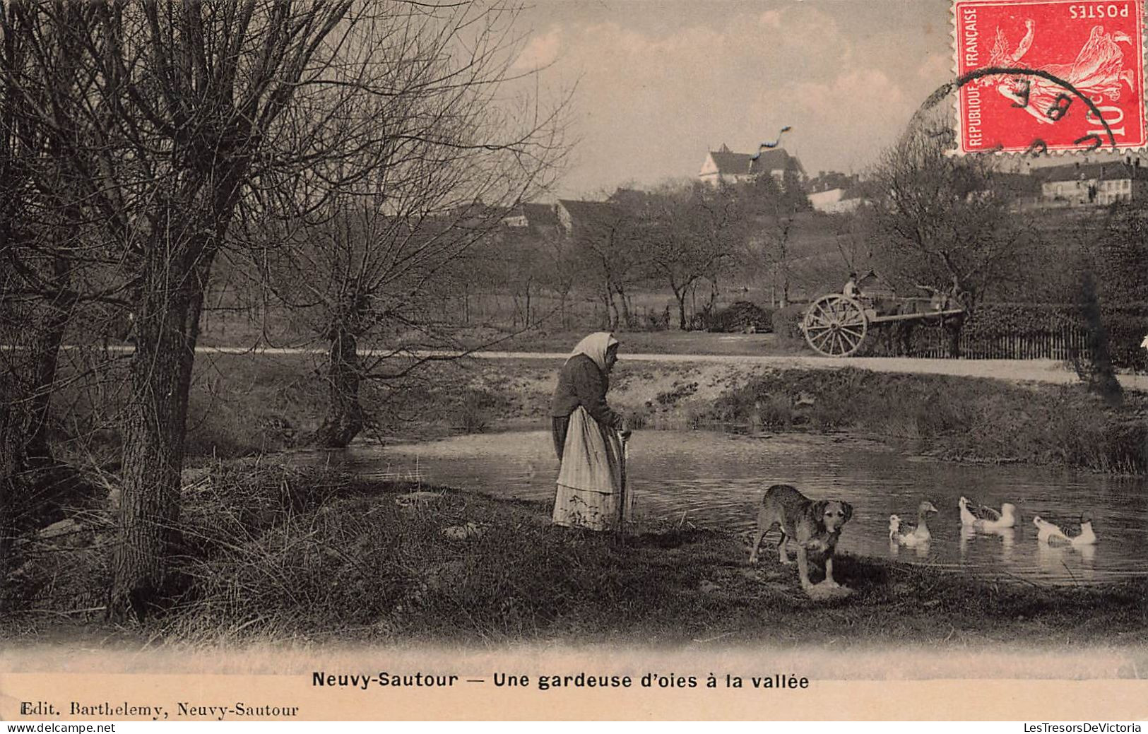 Métiers - Neuvy Sautour - Une Gardeuse D'oies à La Vallée - Chien - Edit Barthelemy -  Carte Postale Ancienne - Bauern