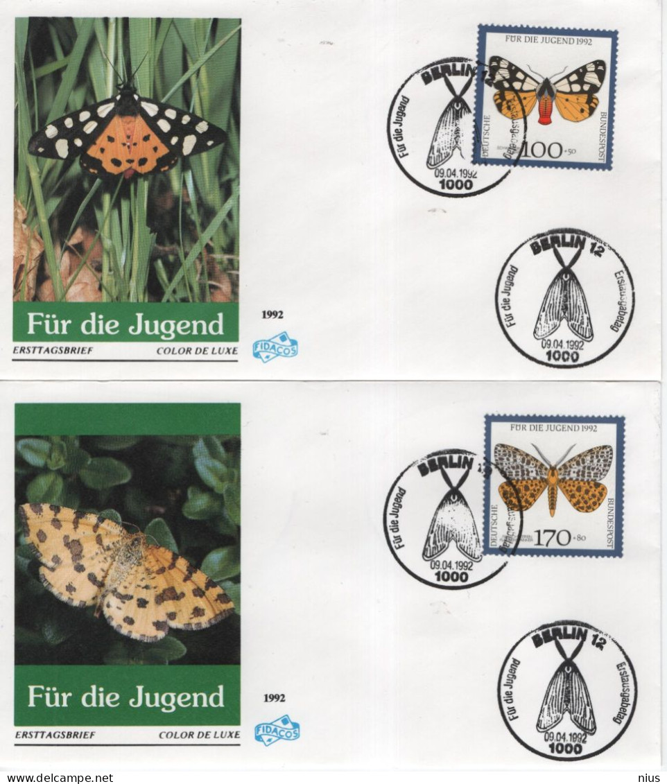 Germany Deutschland 1992 FDC Fur Die Jugend, Butterfly Butterflies, Schmetterling Schmetterlinge, Canceled In Berlin - 1991-2000
