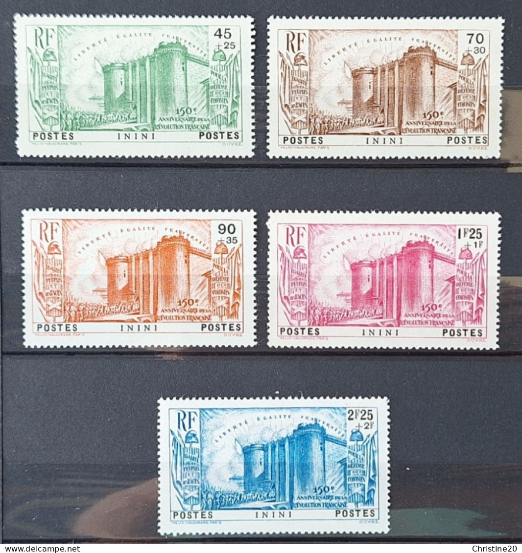 Inini 1939 N°31/35  ** LUXE  Cote 190€ - Unused Stamps