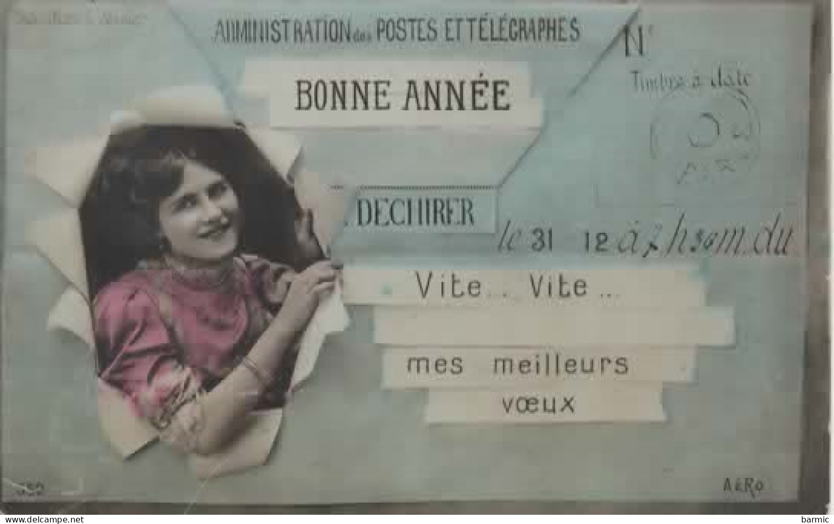 FANTAISIE, NOUVEL AN,  ADMINISTRATION DES POSTES ET TELEGRAPHE COULEUR REF 14453 - Post & Briefboten