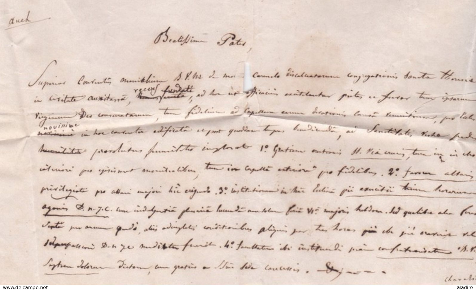 1838 - LAC En PP De 4 Pages En Français Et En Italien D' Auch, Gers, France Vers Roma Rome, Italia - Cad Arrivée - 1801-1848: Précurseurs XIX