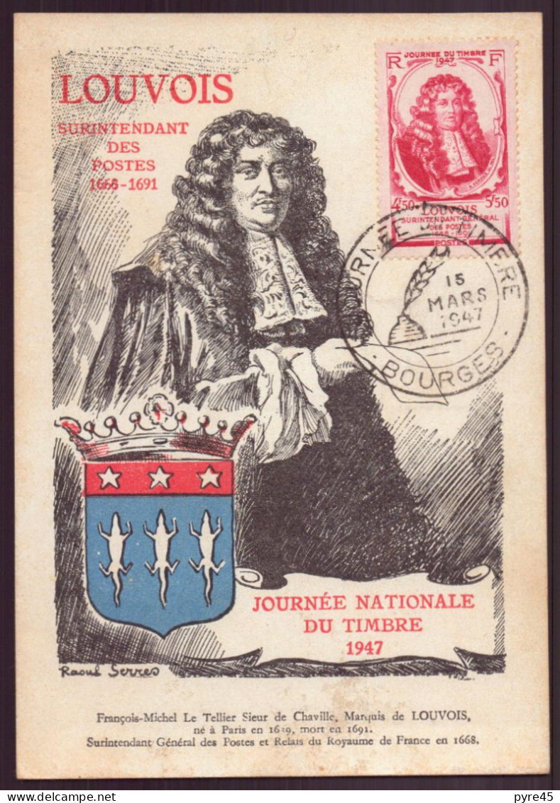 France, FDC, Carte Du 15 Mars 1947 à Bourges " Journée Du Timbre " ( Côte 30€ ) - ....-1949