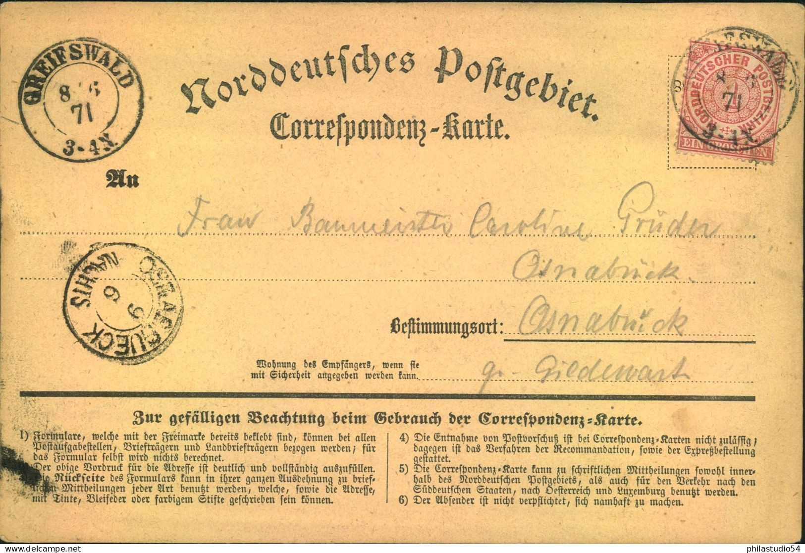 1871, Correspondenz-Karte Norddeutsches Postgebiet - Reichspost-Vorläufer - Brieven En Documenten