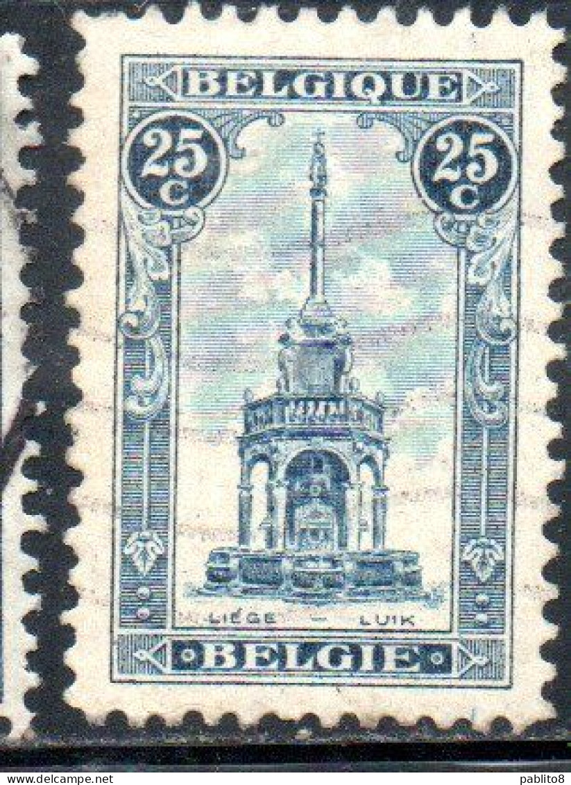 BELGIQUE BELGIE BELGIO BELGIUM 1919 PERRON OF LIEGE FOUNTAIN 25c USED OBLITERE' USATO - 1918 Rode Kruis