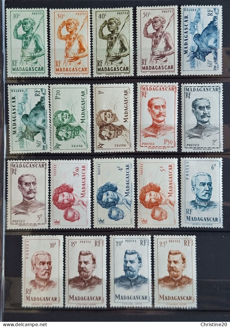 Madagascar 1946 N°300/318 *TB Cote 16€ - Neufs