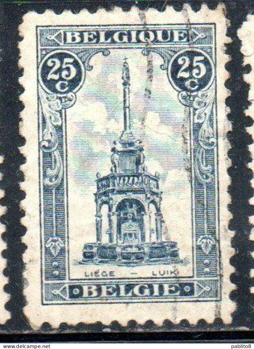 BELGIQUE BELGIE BELGIO BELGIUM 1919 PERRON OF LIEGE FOUNTAIN 25c USED OBLITERE' USATO - 1918 Croix-Rouge