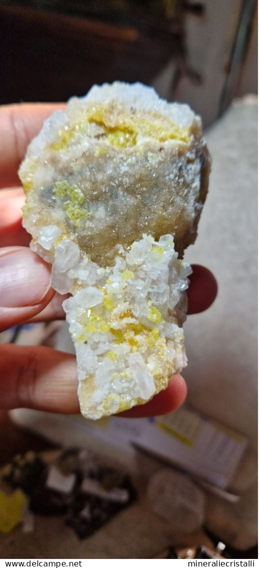 Zolfo Celestina Cristalli Fluorescenti Miniera La Grasta Sicilia  168gr - Minerals