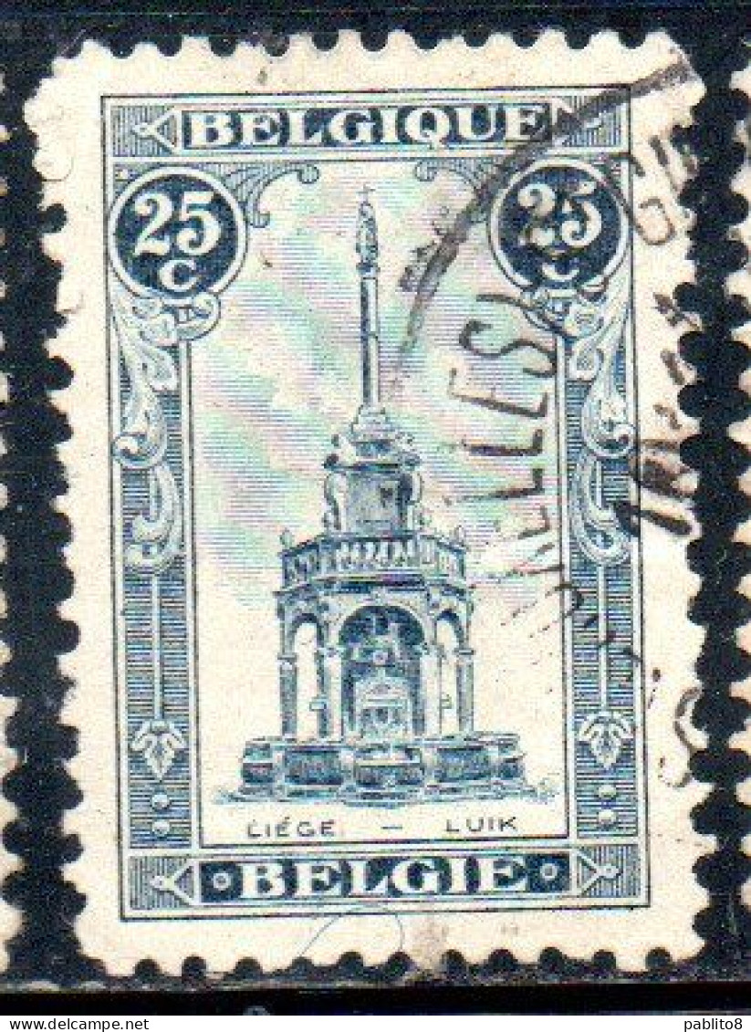 BELGIQUE BELGIE BELGIO BELGIUM 1919 PERRON OF LIEGE FOUNTAIN 25c USED OBLITERE' USATO - 1918 Rotes Kreuz