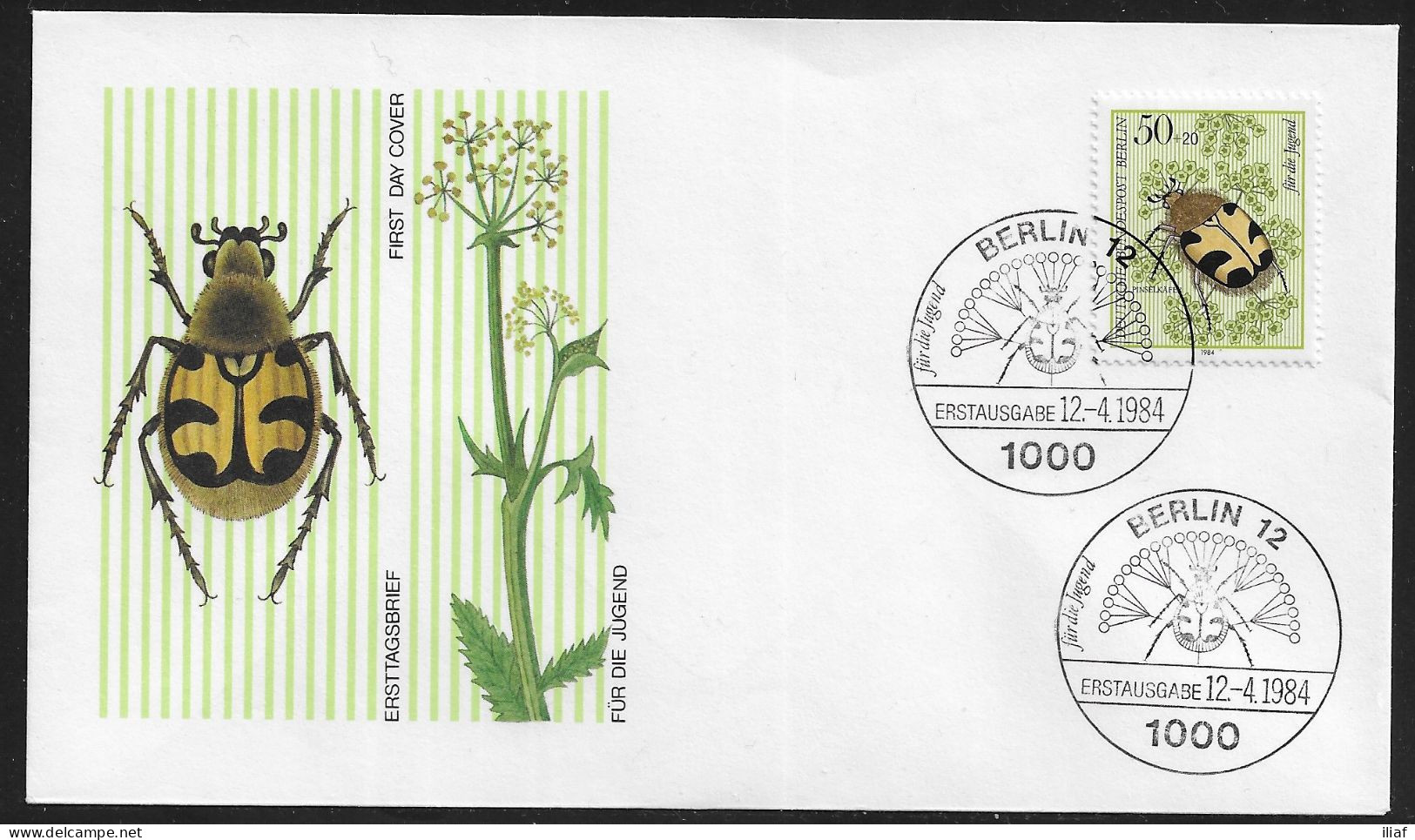 Germany Berlin. FDC Mi. 712-715. 4 Envelopes.  Youth: Pollinators.  FDC Cancellation On FDC Envelopes - 1981-1990