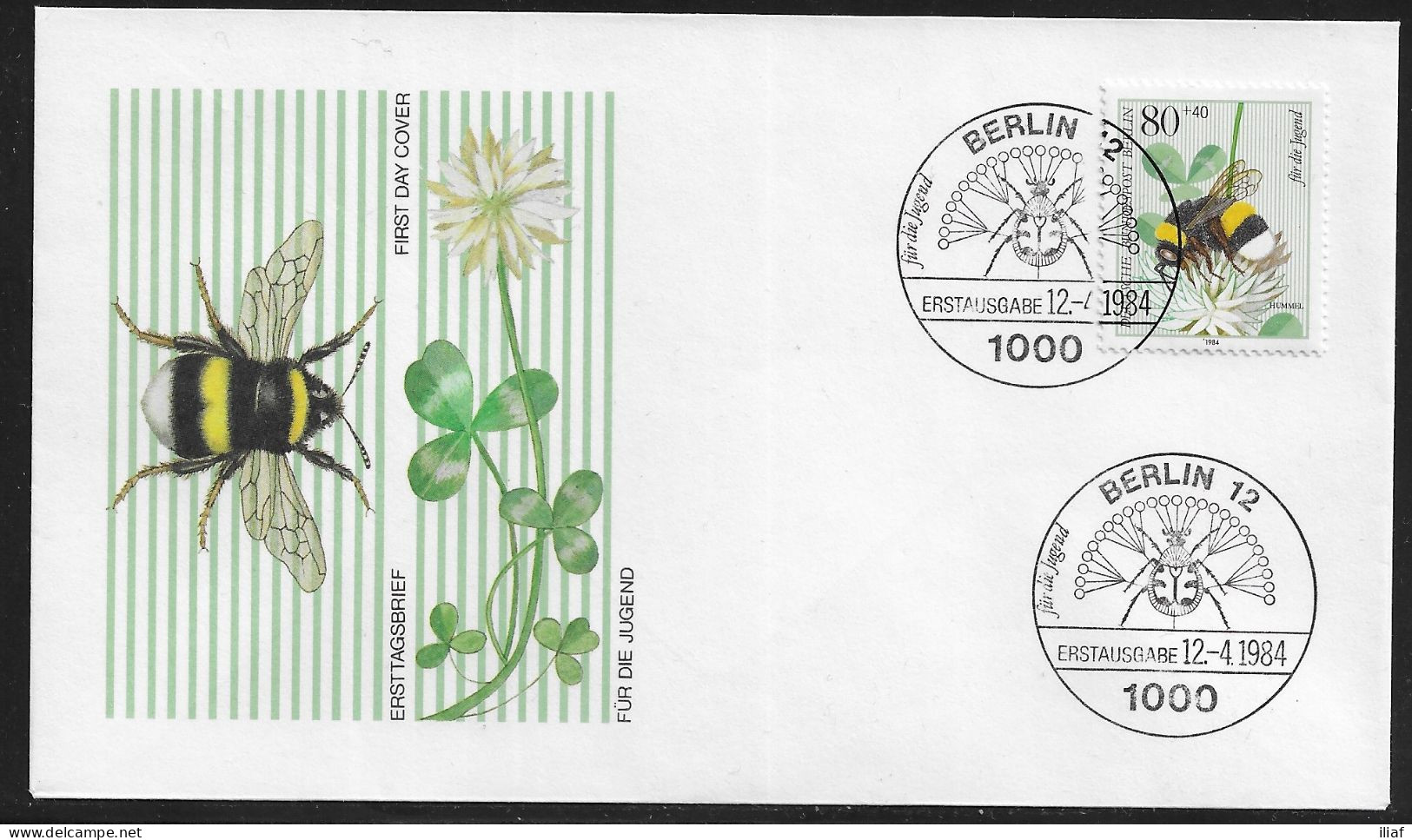 Germany Berlin. FDC Mi. 712-715. 4 Envelopes.  Youth: Pollinators.  FDC Cancellation On FDC Envelopes - 1981-1990