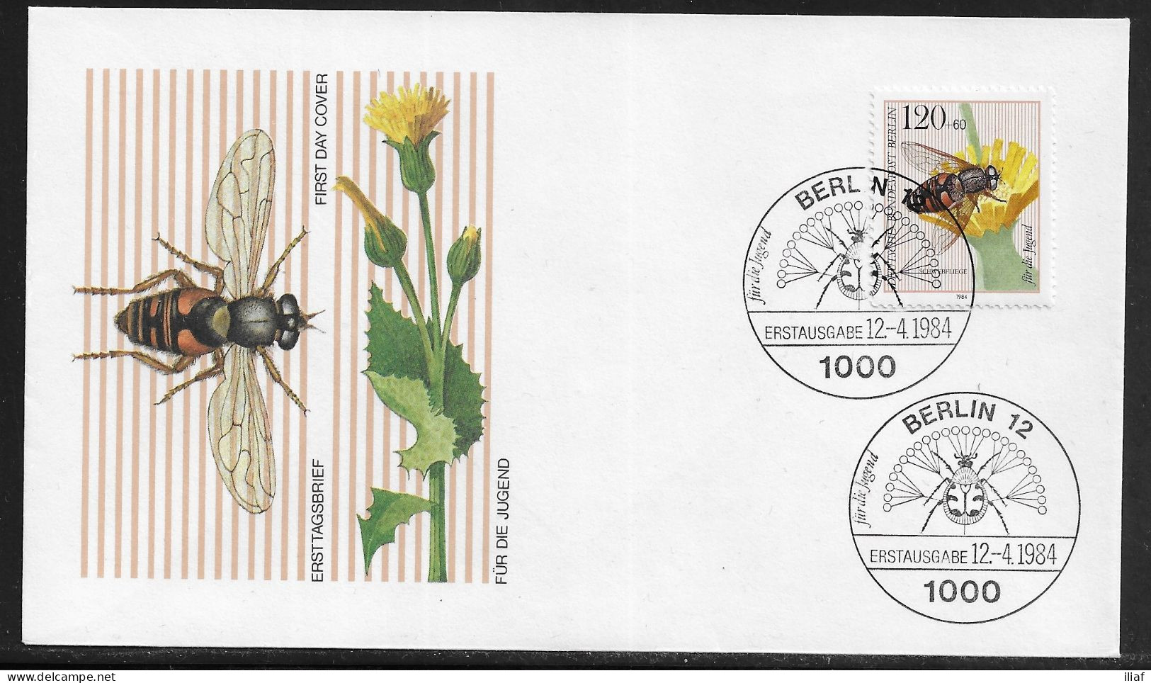 Germany Berlin. FDC Mi. 712-715. 4 Envelopes.  Youth: Pollinators.  FDC Cancellation On FDC Envelopes - 1981-1990