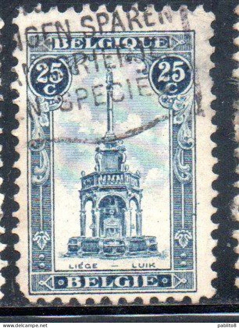 BELGIQUE BELGIE BELGIO BELGIUM 1919 PERRON OF LIEGE FOUNTAIN 25c USED OBLITERE' USATO - 1918 Cruz Roja