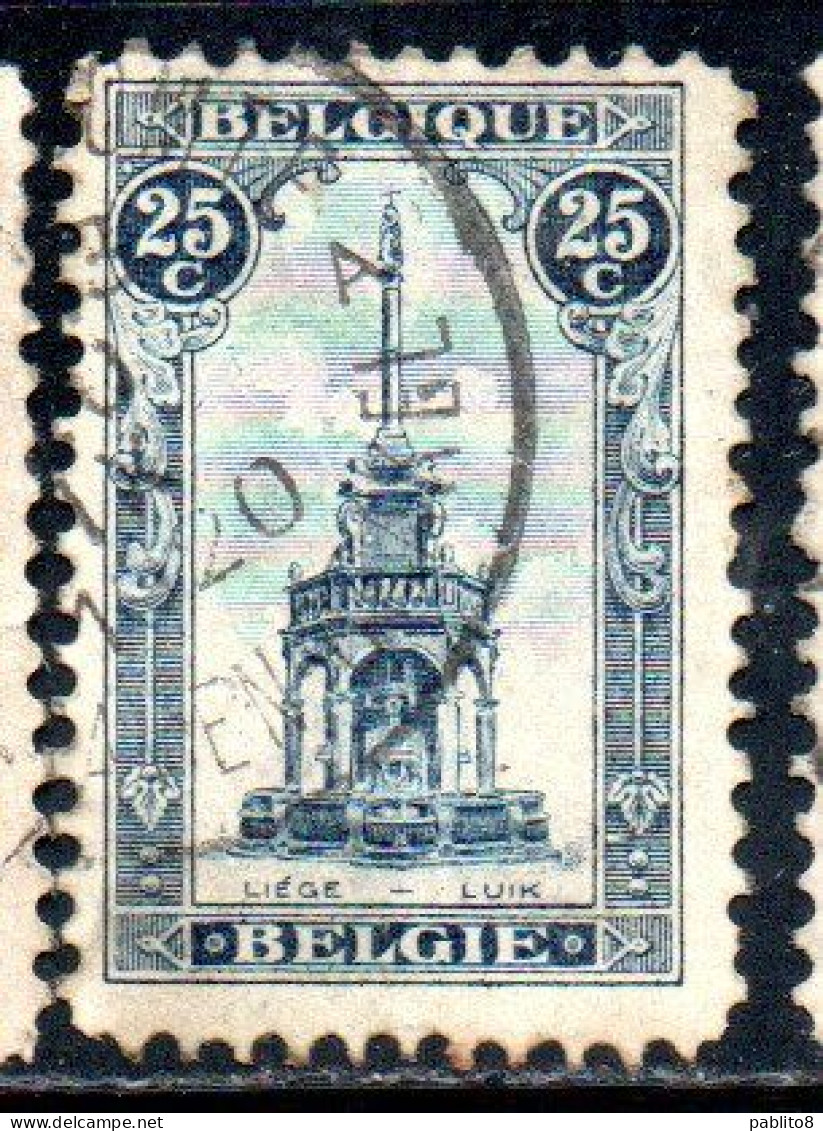 BELGIQUE BELGIE BELGIO BELGIUM 1919 PERRON OF LIEGE FOUNTAIN 25c USED OBLITERE' USATO - 1918 Croix-Rouge