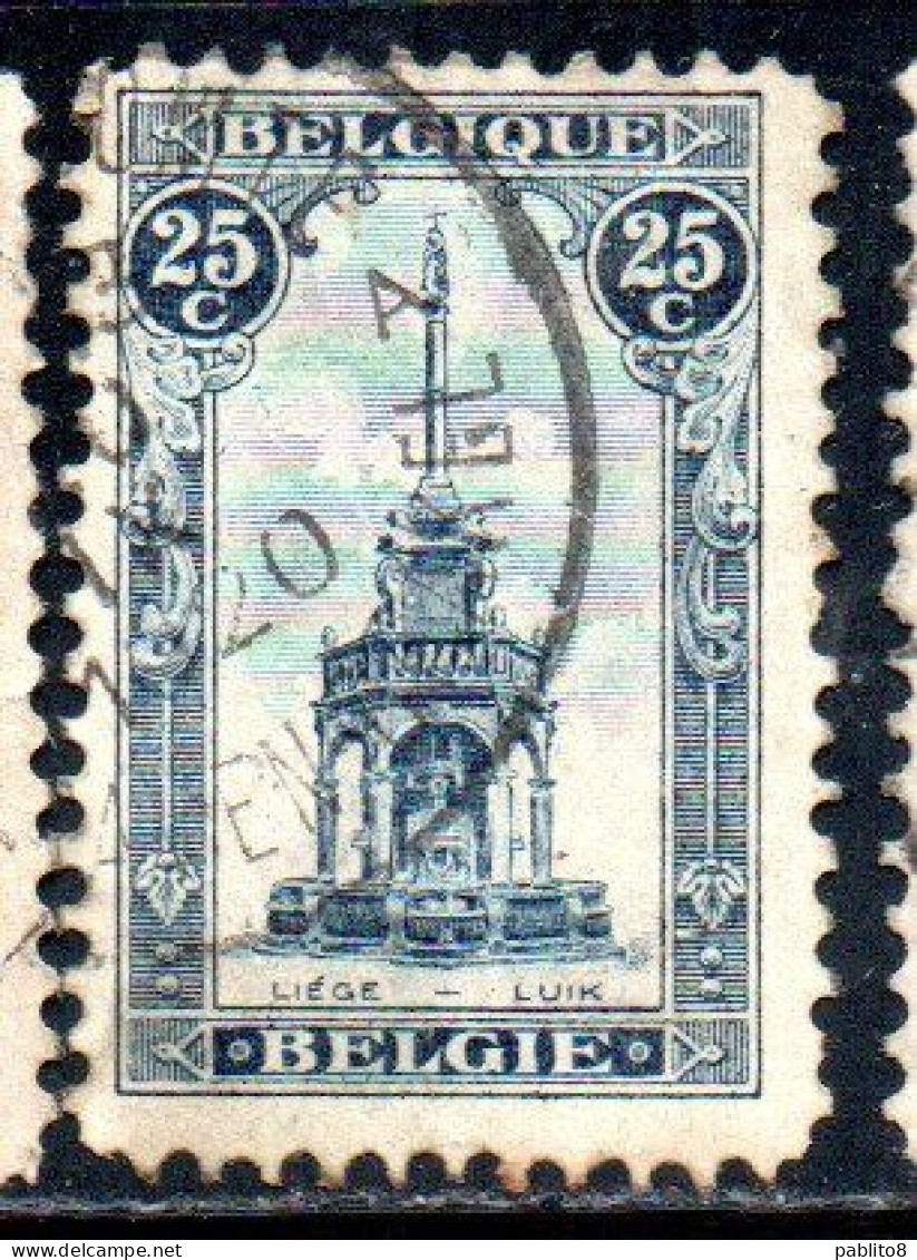 BELGIQUE BELGIE BELGIO BELGIUM 1919 PERRON OF LIEGE FOUNTAIN 25c USED OBLITERE' USATO - 1918 Rotes Kreuz