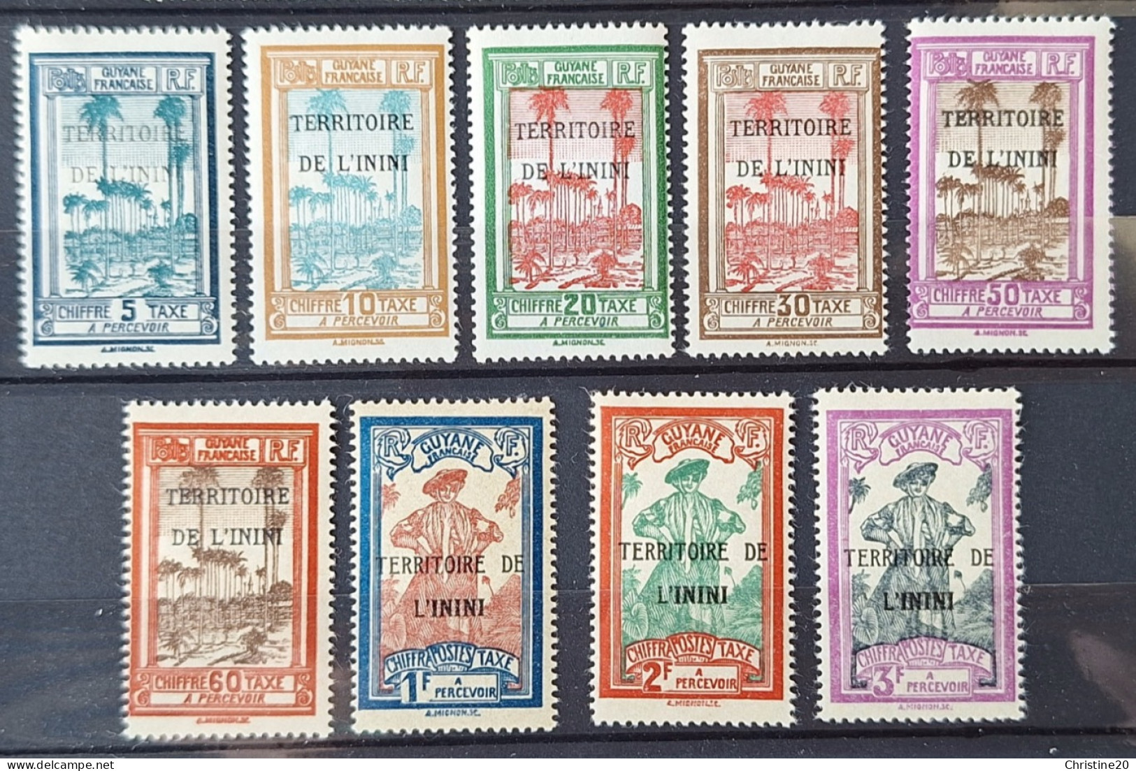 Inini 1932/41 Taxe N°1/9  Gomme Coloniale **TB Cote 20€ - Ongebruikt