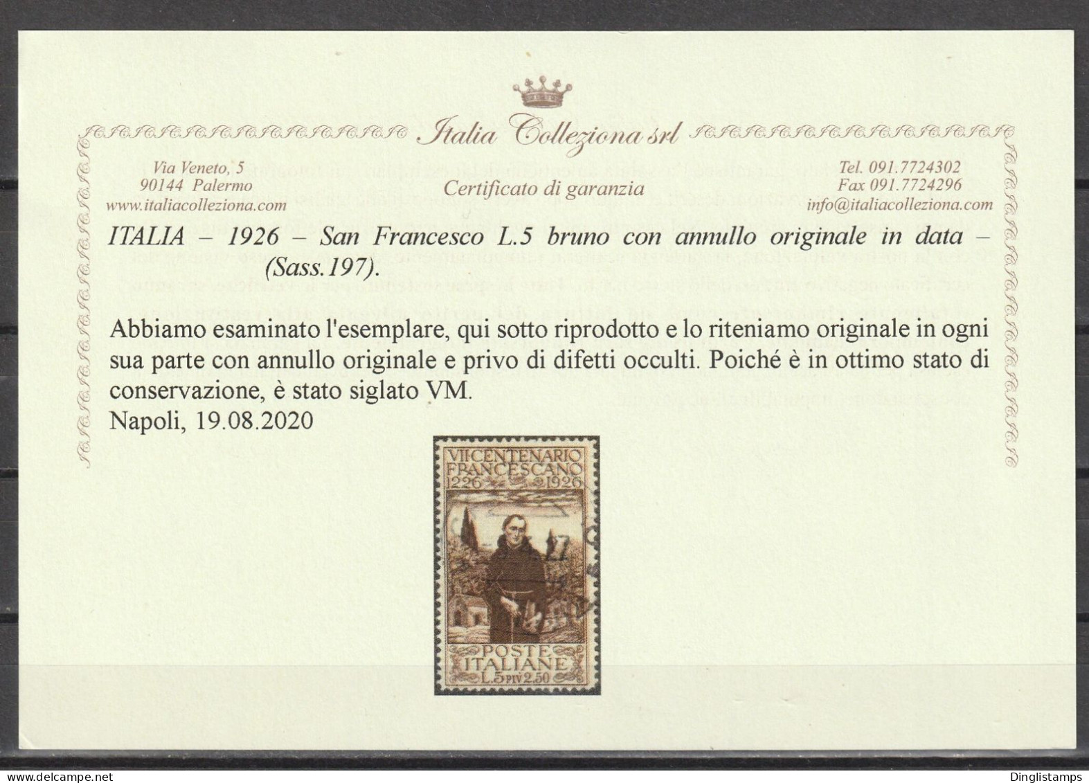 ITALY - 1926 St. Francis Lire 5 Brown - Oblitérés