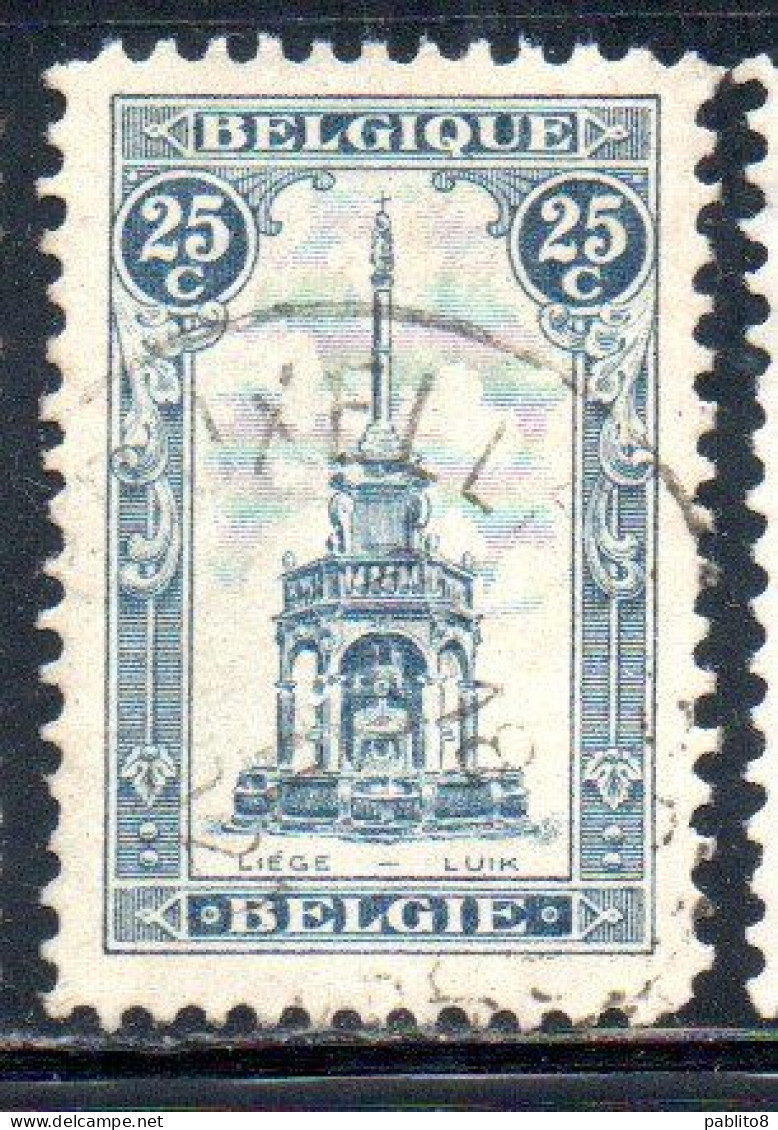 BELGIQUE BELGIE BELGIO BELGIUM 1919 PERRON OF LIEGE FOUNTAIN 25c USED OBLITERE' USATO - 1918 Rotes Kreuz