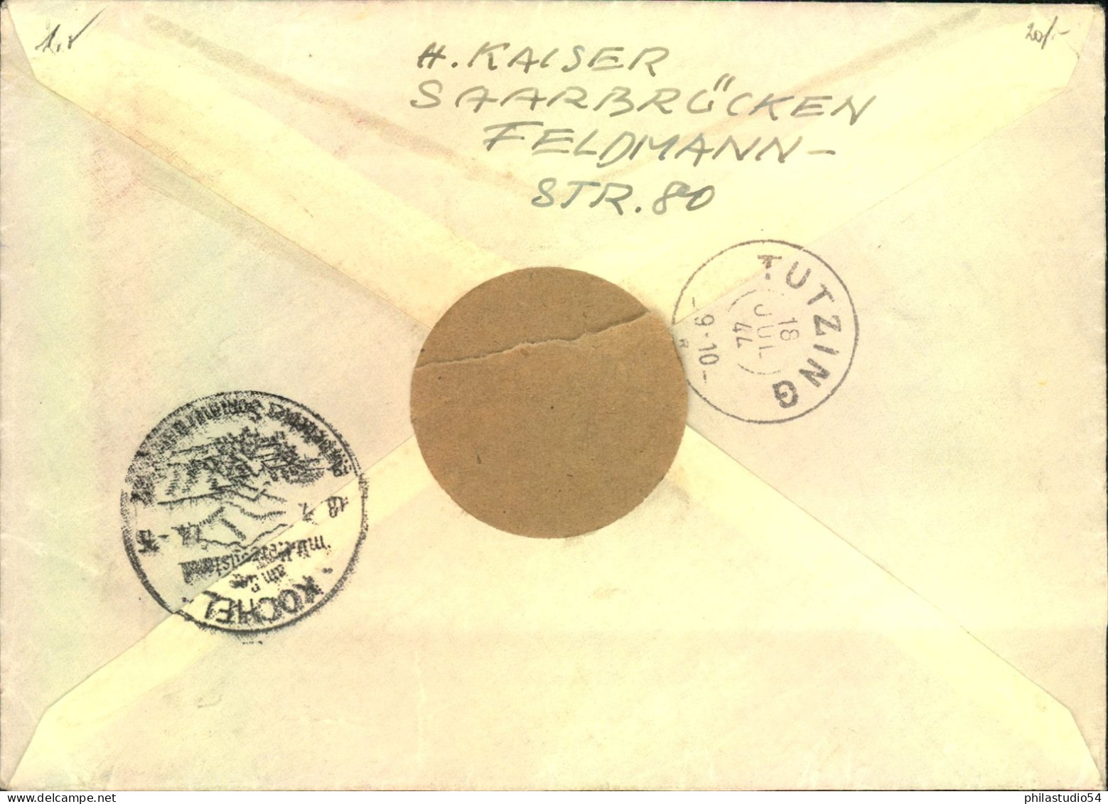 1944, R-Brief Aus "Sarbrücken" Mit überstempeltem R-Zettel Von Bebelsheim - Storia Postale